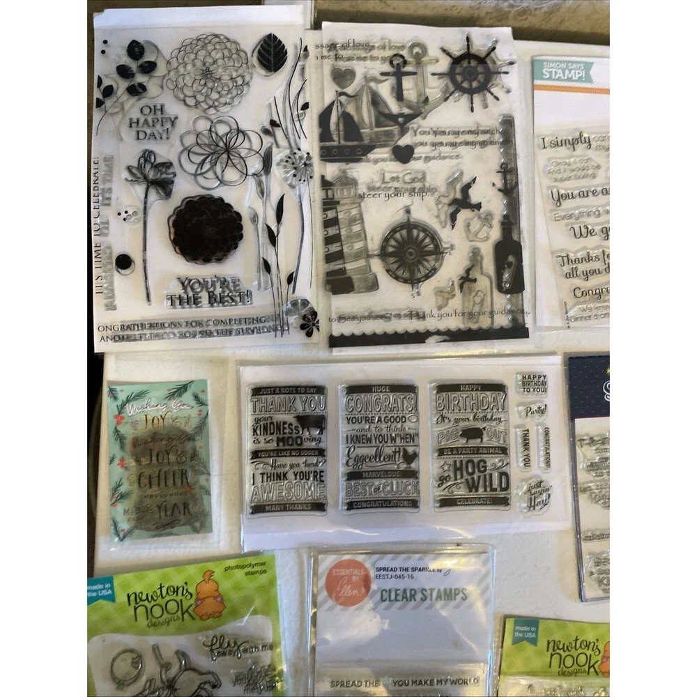 HUGE Mixed Lot of Clear Stamps For Crafting FLOWERS WORDS ETC